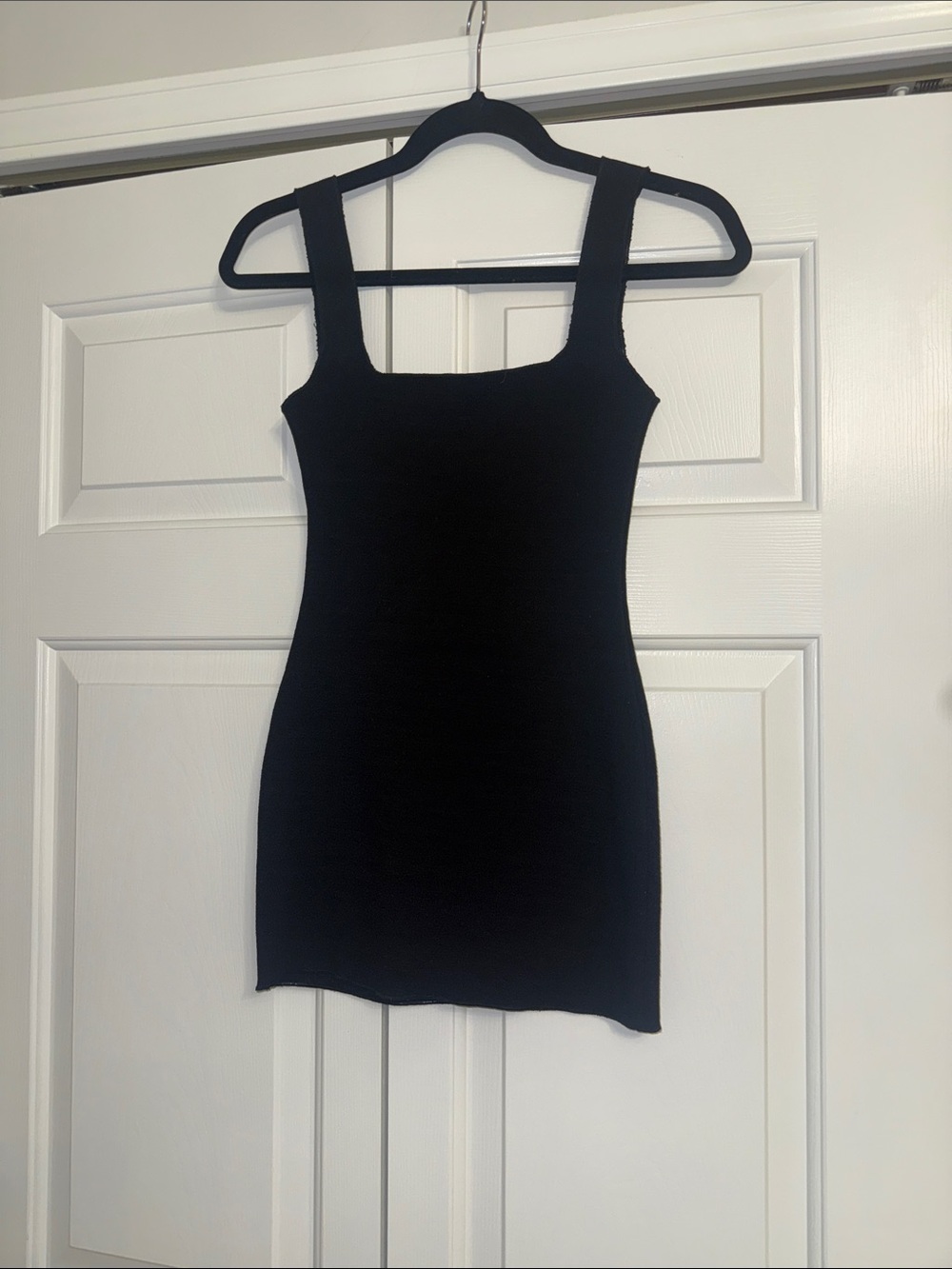 Zara Classic Black Square-Neck Mini Dress NEW